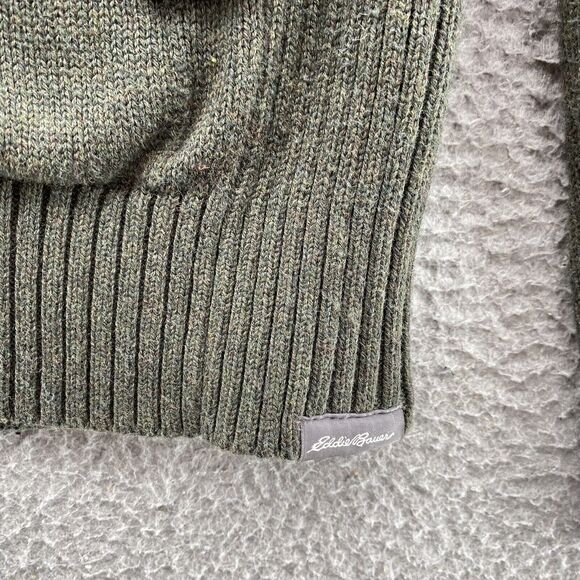 Eddie Bauer Sweater Mens Medium Military Green Cardigan Knit Full Zip Dad Casual - Picture 3 of 9